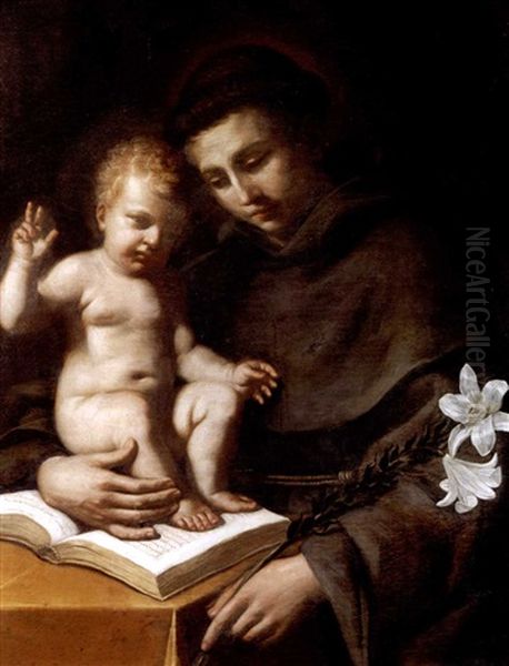 Saint Anthony Of Padua With The Infant Christ Oil Painting by  Guercino