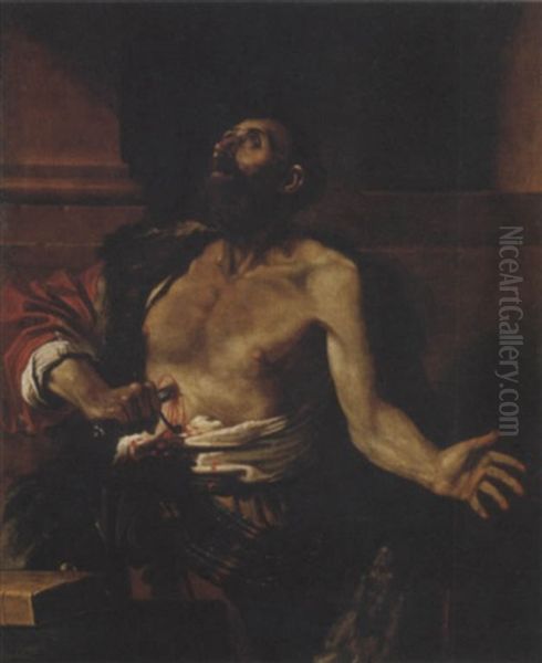 Suicidio Di Catone Oil Painting by  Guercino