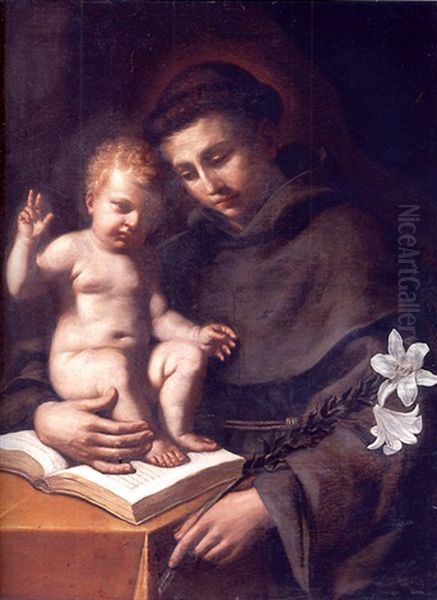 Saint Anthony Of Padua With The Infant Christ by  Guercino