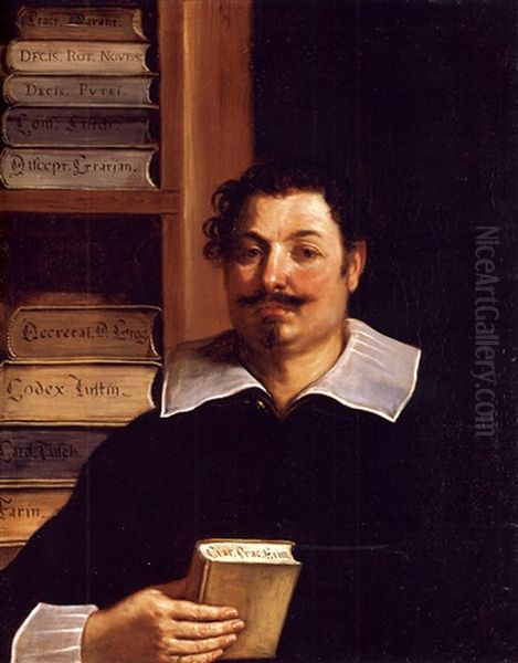 Portrait Of Francesco Righetti, Doctor Of Laws, In His Library Oil Painting by  Guercino