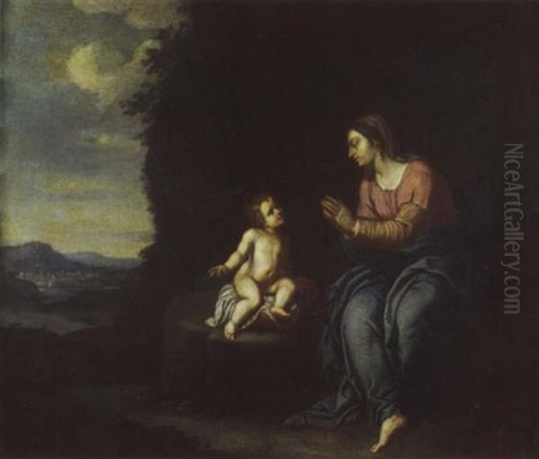 Vierge A L'enfant Pres D'un Rivage Oil Painting by  Guercino