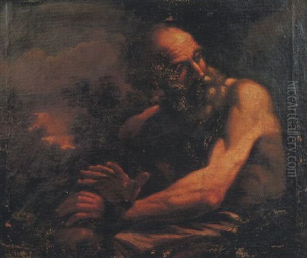 San Girolamo In Paesaggio Oil Painting by  Guercino