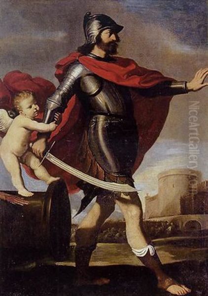 Love Staying The Hand Of War Oil Painting by  Guercino