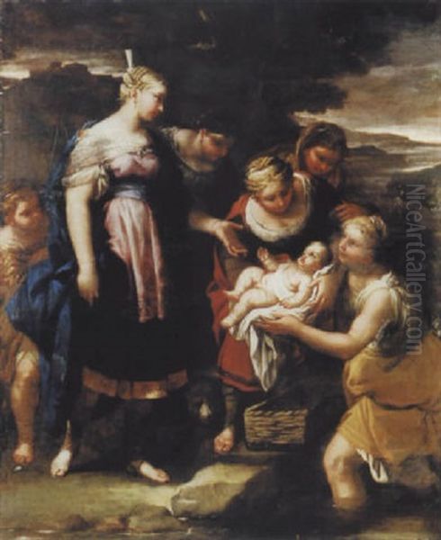 Auffindung Moses Oil Painting by  Guercino