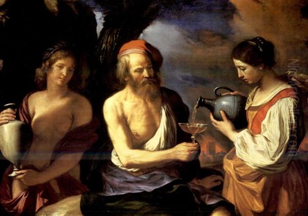 Lot And His Daughters Oil Painting by  Guercino