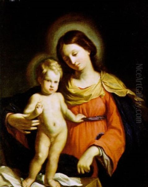 Madonna Col Bambino Oil Painting by  Guercino