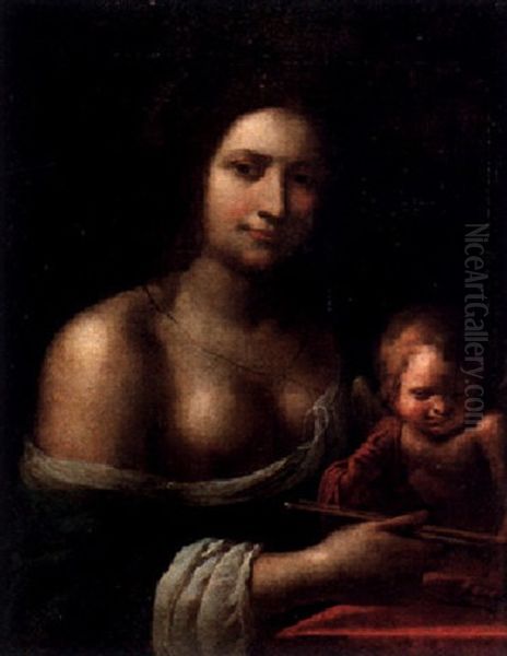 Venus Och Amor Oil Painting by  Guercino