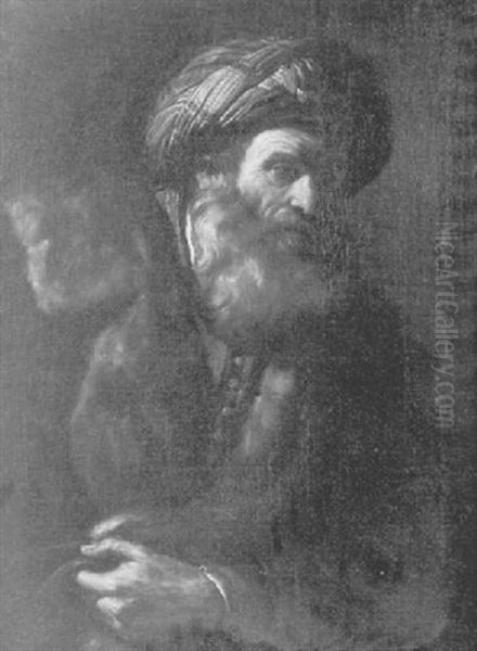 Portrait D'un Vieillard Oriental Barbu by  Guercino