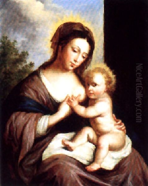 Madonna Med Barnet Oil Painting by  Guercino