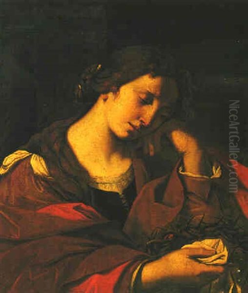 The Penitent Magdalene Oil Painting by  Guercino