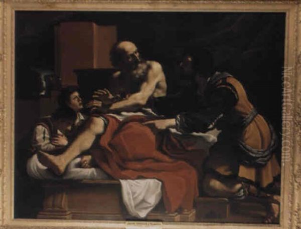 Jacob, Ephraim And Manasseh Oil Painting by  Guercino