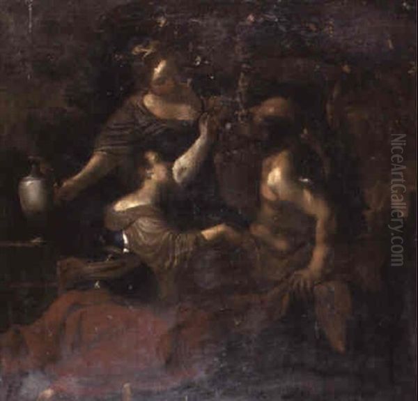 Lot And His Daughters Oil Painting by  Guercino