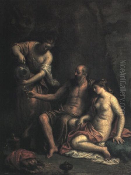 Loth Og Has D+tre Oil Painting by  Guercino