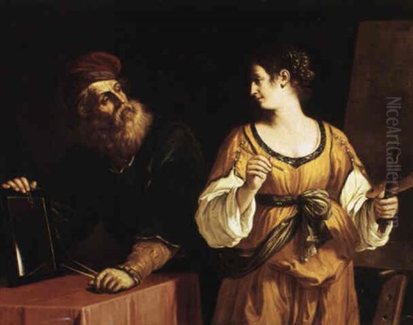 Allegory Of Painting And Drawing by  Guercino