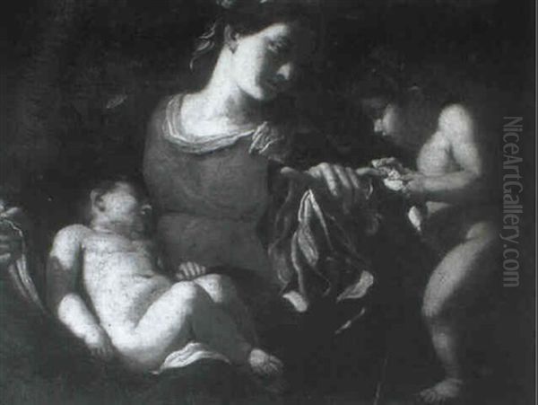 The Madonna And Child With The Infant Saint Johnthe Baptist Oil Painting by  Guercino