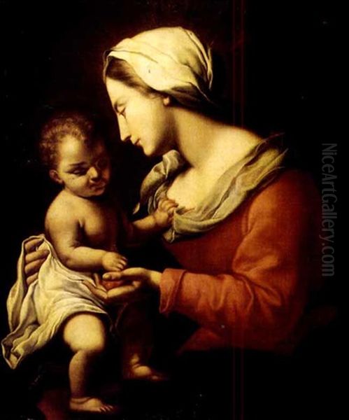 Madonna And Child Oil Painting by  Guercino