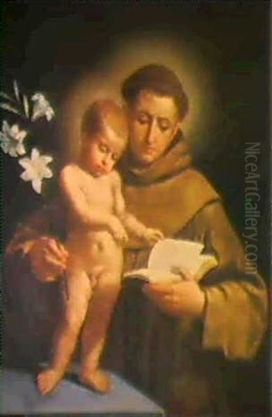 Saint Anthony Of Padua With The Christ Child Oil Painting by  Guercino