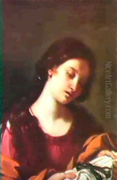 Mary Magdelene Contemplating The Instruments Of The Passion Oil Painting by  Guercino