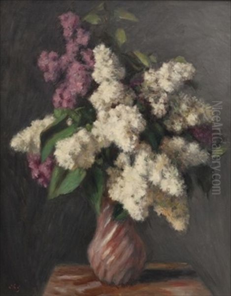 Vase De Lilas Oil Painting by Charles Guerin