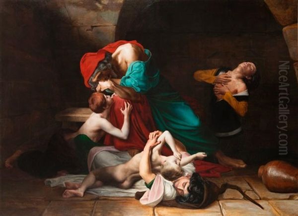 Ugolin Et Ses Enfants Oil Painting by Charles Francois Prosper Guerin