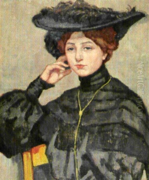 Dame Au Chapeau Oil Painting by Charles Francois Prosper Guerin