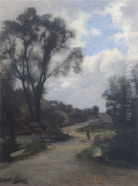 Dorfliche Landschaft Mit Figurlicher Staffage Oil Painting by Gabriel Guerin