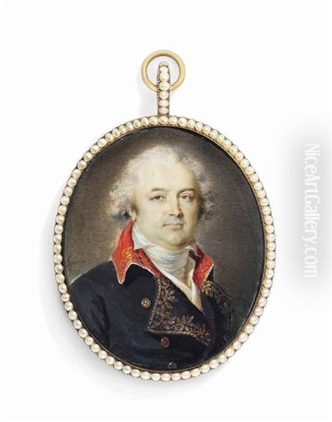 A General Called Francois Christophe De Kellermann (1735-1820), 1st Duke Of Valmy And Marshal Of France, In Black Coat Embroidered With Gold Oak Leaves, Red Collar, Brass Buttons, White Waistcoat Oil Painting by Jean Urbain Guerin