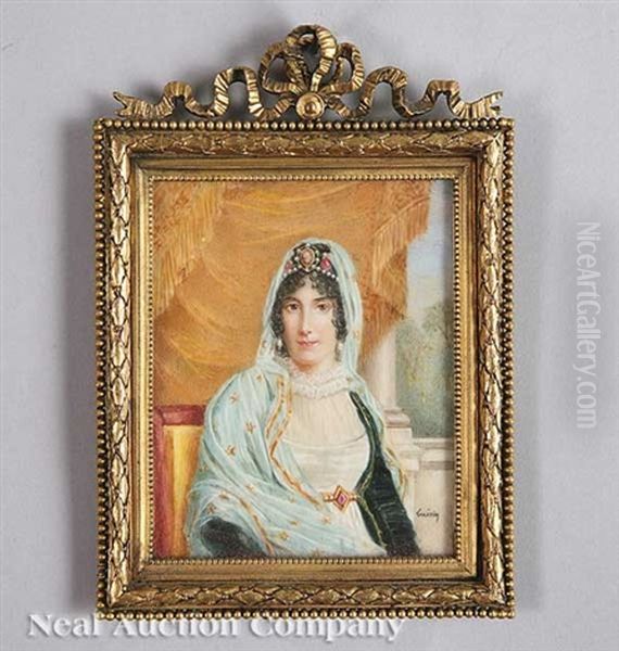 Lady With A Jeweled Headdress Oil Painting by Jean Urbain Guerin