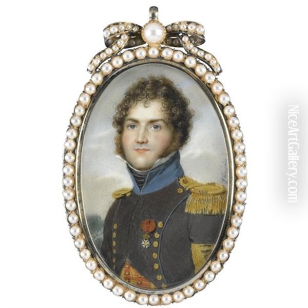 Portrait Of A French Officer Oil Painting by Jean Urbain Guerin