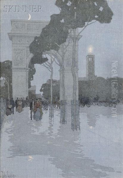 The Washington Arch In Washington Square, An Illustration For Century Magazine, August Oil Painting by Jules Guerin