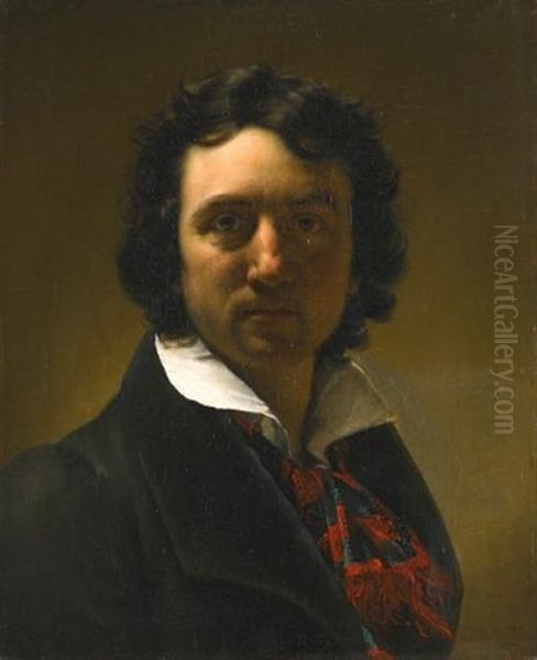 Self-portrait, Head And Shoulders Oil Painting by Paulin Jean Baptiste Guerin