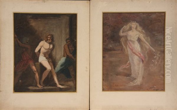 Figure Studies (4 Works) Oil Painting by Pierre Narcisse Guerin