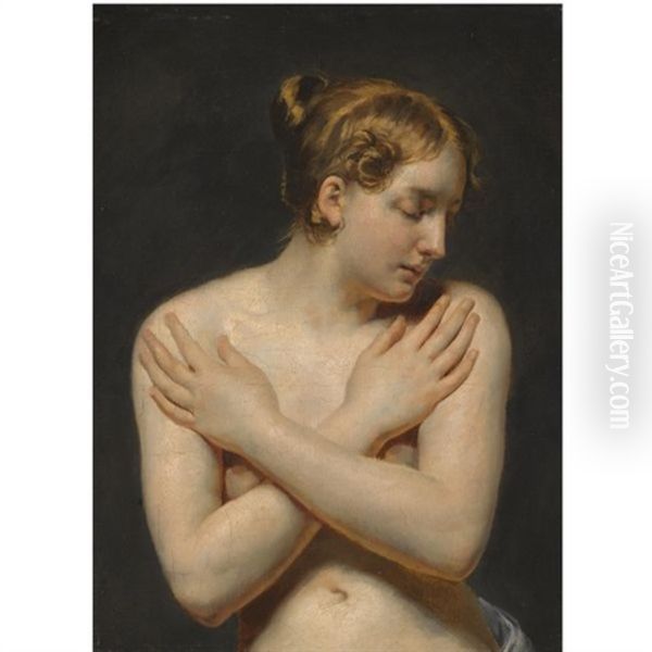 Study Of A Young Woman With Her Arms Folded Oil Painting by Pierre Narcisse Guerin