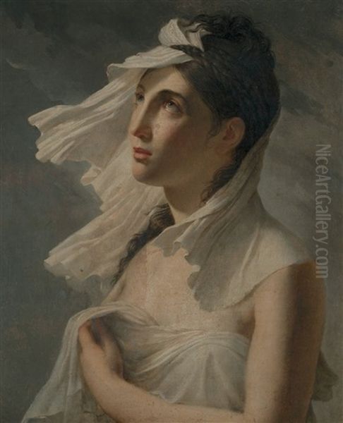 Portrait De Jeune Fille Oil Painting by Pierre Narcisse Guerin