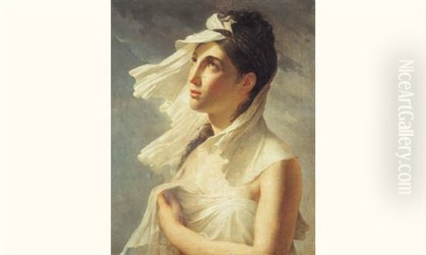 Jeune Fille Au Voile Blanc Oil Painting by Pierre Narcisse Guerin