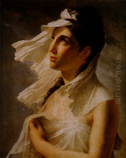 Jeune Fille Au Voile Blanc Oil Painting by Pierre Narcisse Guerin