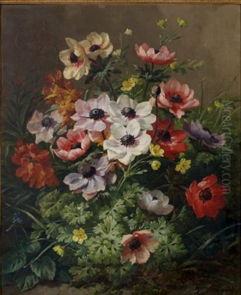 Bouquet De Fleurs Oil Painting by Therese Guerin