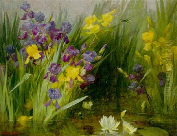 Irises Oil Painting by Therese Guerin