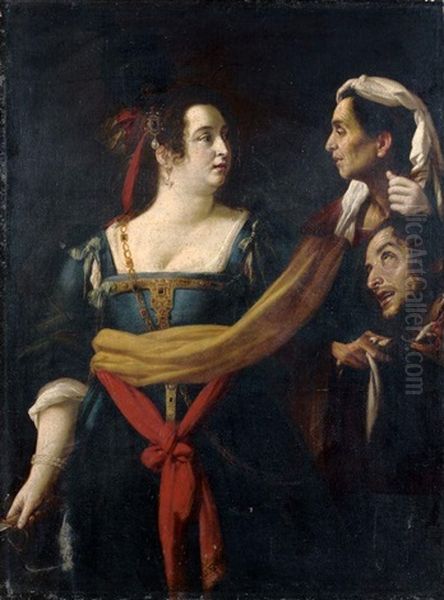 Judith Et Abra Tenant La Tete D'holopherne Oil Painting by Giovanni Francesco Guerrieri