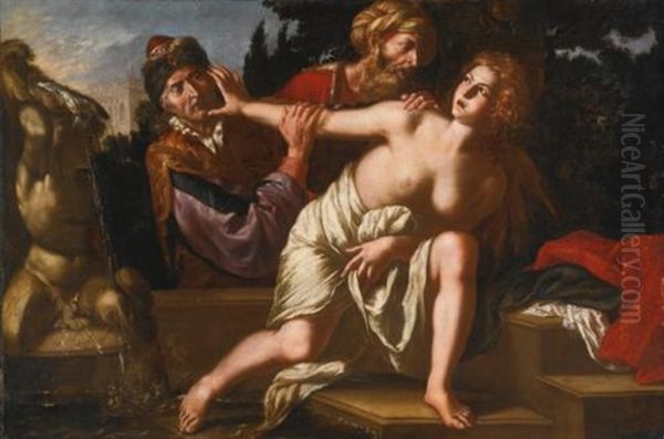 Susanna And The Elders Oil Painting by Giovanni Francesco Guerrieri