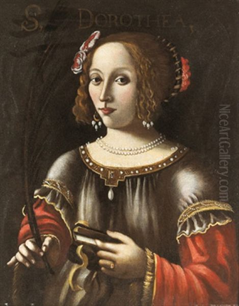 Ritratto Di Dama In Veste Di Santa Dorotea Oil Painting by Giovanni Francesco Guerrieri