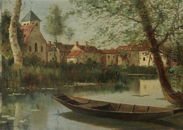 Barque Sur La Riviere Oil Painting by Armand Guery