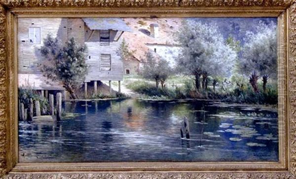 Le Moulin De Meriet, Sur La Suippe, Pres D'aguicourt, Das L'alene Oil Painting by Armand Guery