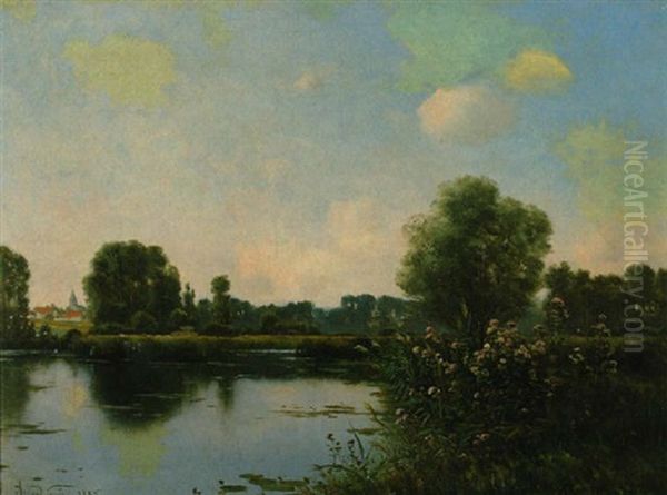 Flusslandschaft (tourbieres A Ballamaurt - Seine Et Marne) Oil Painting by Armand Guery