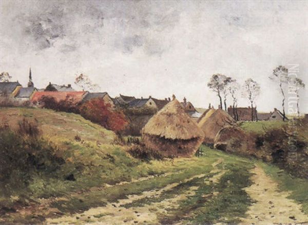 L'entree Du Village A Evergnicourt-sur-marne Oil Painting by Armand Guery