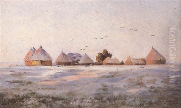 Les Meules De Fouin En Hiver Oil Painting by Armand Guery