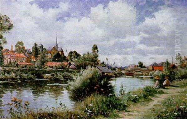 Vouziers Les Bords De L'aisne Oil Painting by Armand Guery