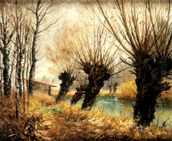 Les Vieux Saules En Mars, Sur La Suippe Oil Painting by Armand Guery