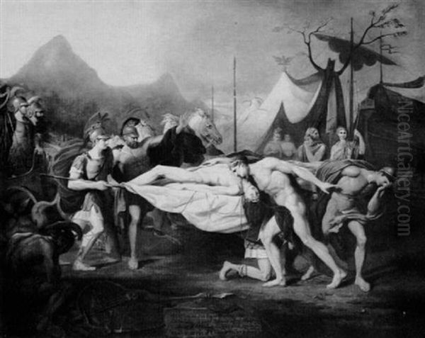 Bearing The Dead Body Of Patroclus To The Camp, Achilles' Grief Oil Painting by Thomas Douglas Guest