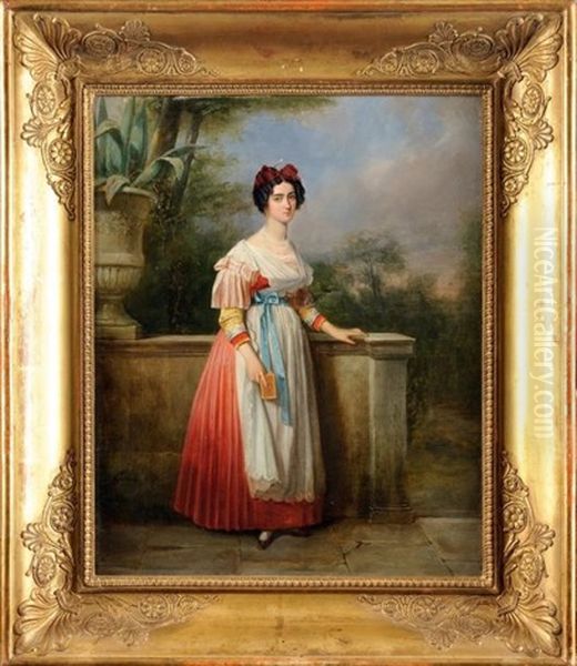 Portrait De Vittoria Caldoni, Modele Italien, En Costume De La Region D'albano Oil Painting by Charlemagne-Oscar Guet